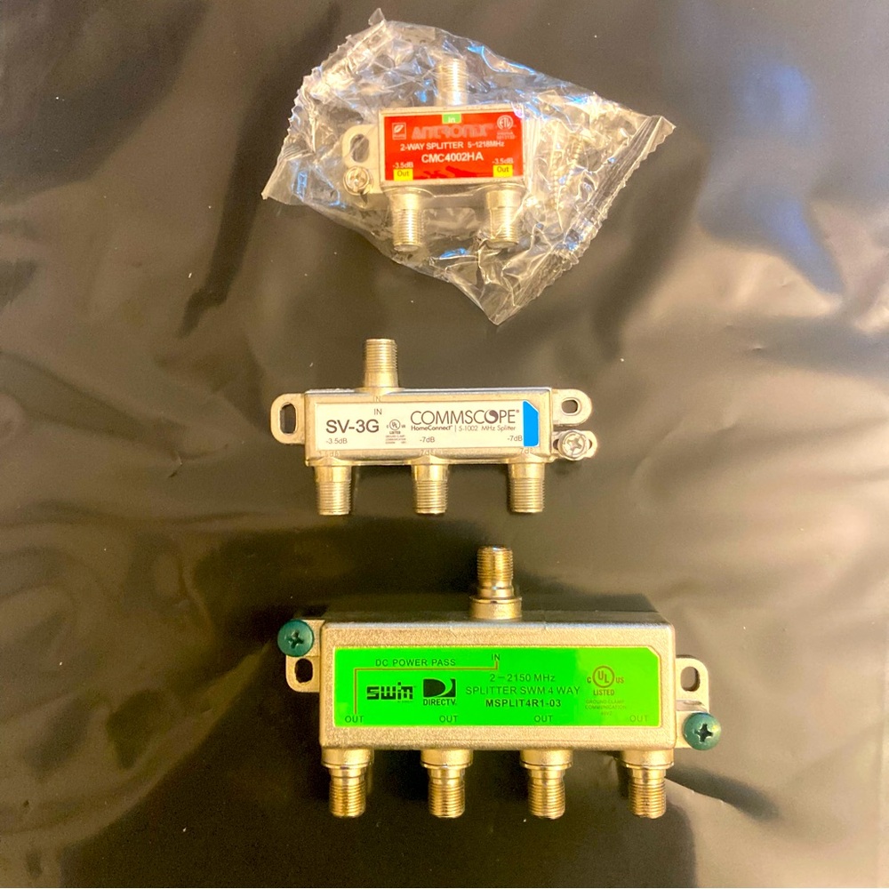 SPLITTERS - Lot Of 3 ANTRONICS, COMMSCOPE And SWM Brands. One new, 2 Used